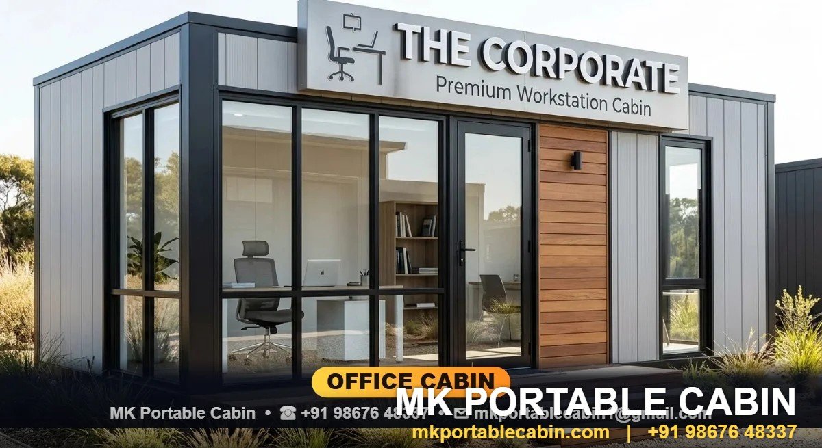 Portable office cabin interior with AC - MK Portable Cabin
