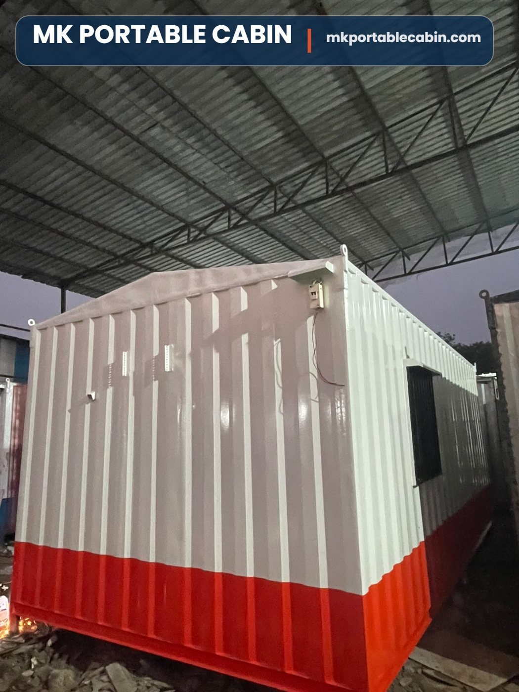 20 x 10 container office cabin side view with windows and MS channel base frame