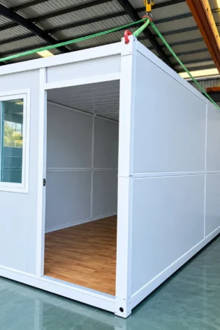 Folding container cabin 20x8 opened, PUF panel walls and wooden floor