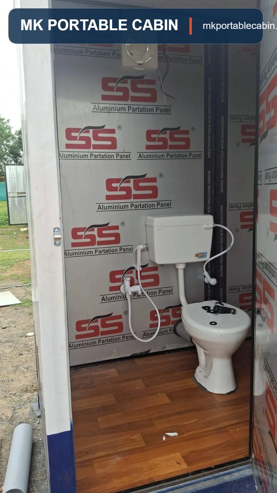 Portable toilet cabins under production at the MK Portable Cabin factory