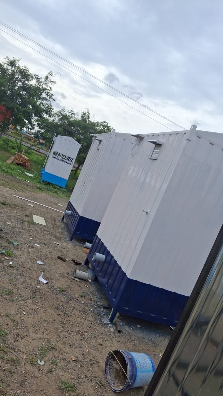 Portable toilet cabins installed at a project site by MK Portable Cabin